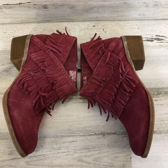 Naughty Monkey Red Fringe Heeled Boots - Picture 8 of 10